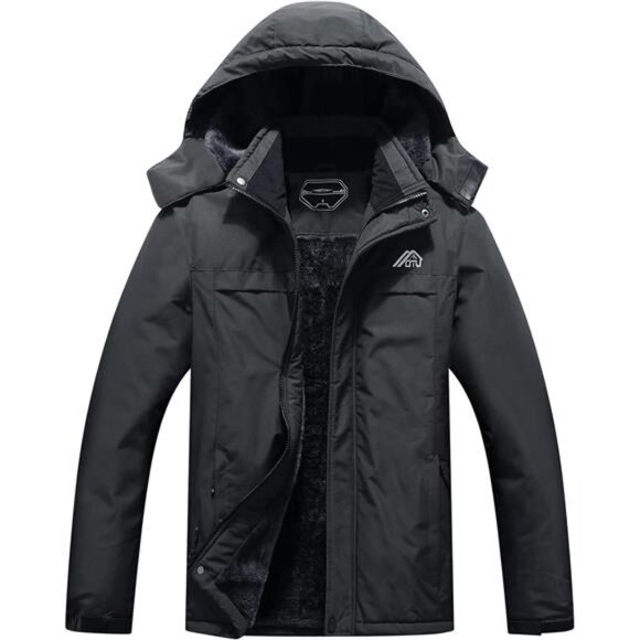 Men's Waterproof Ski Jacket Warm Dark Grey - Picture 1 of 6